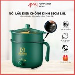 Nồi Lẩu Điện Mini Chống Dính Cầm Tay Chất Lượng Cao Tặng Khay Hấp Dung Tích 1,8L 18cm