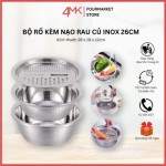 Bộ Rổ Inox Nạo Củ Quả Đa Năng 3 Trong 1 Cao Cấp Tiện Lợi