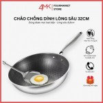 Chảo Vân Tổ Ong Chống Dính Lòng Sâu 2 Mặt Inox 304 Size 32cm