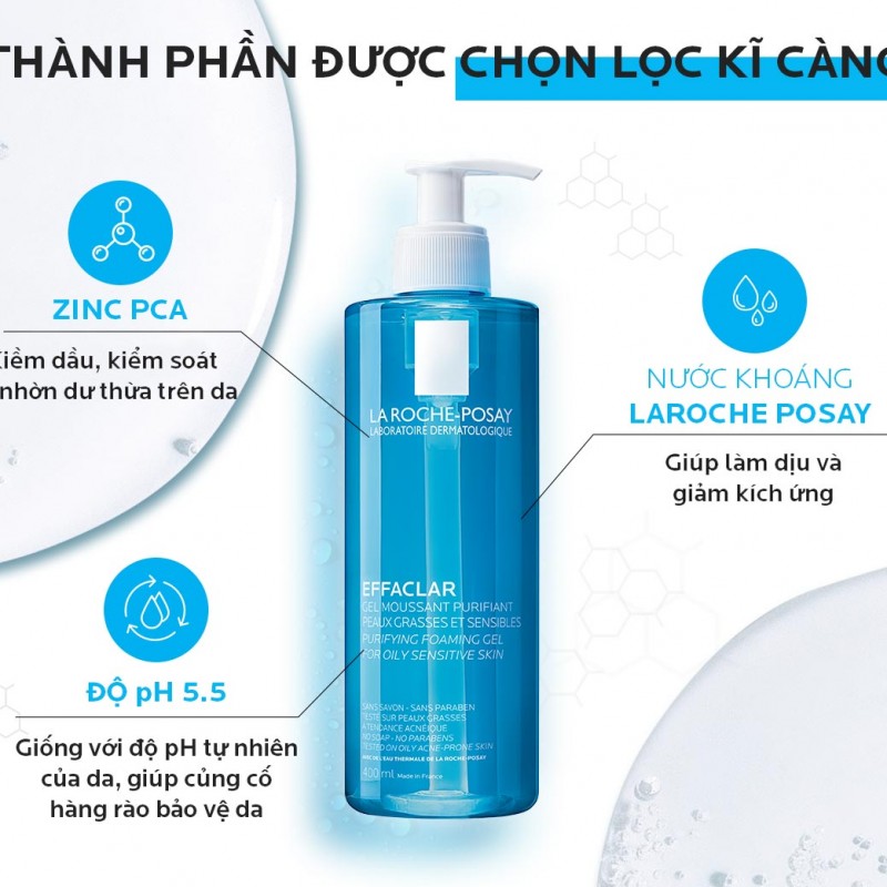 Gel Rửa Mặt La Roche-Posay Dành Cho Da Dầu, Nhạy Cảm 400ml